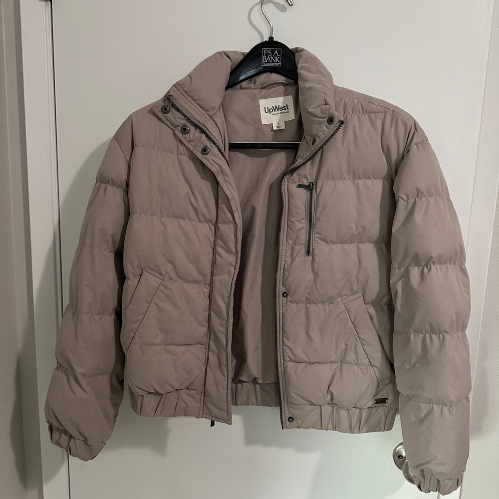 Up West cropped coat light fawn color warm puffer